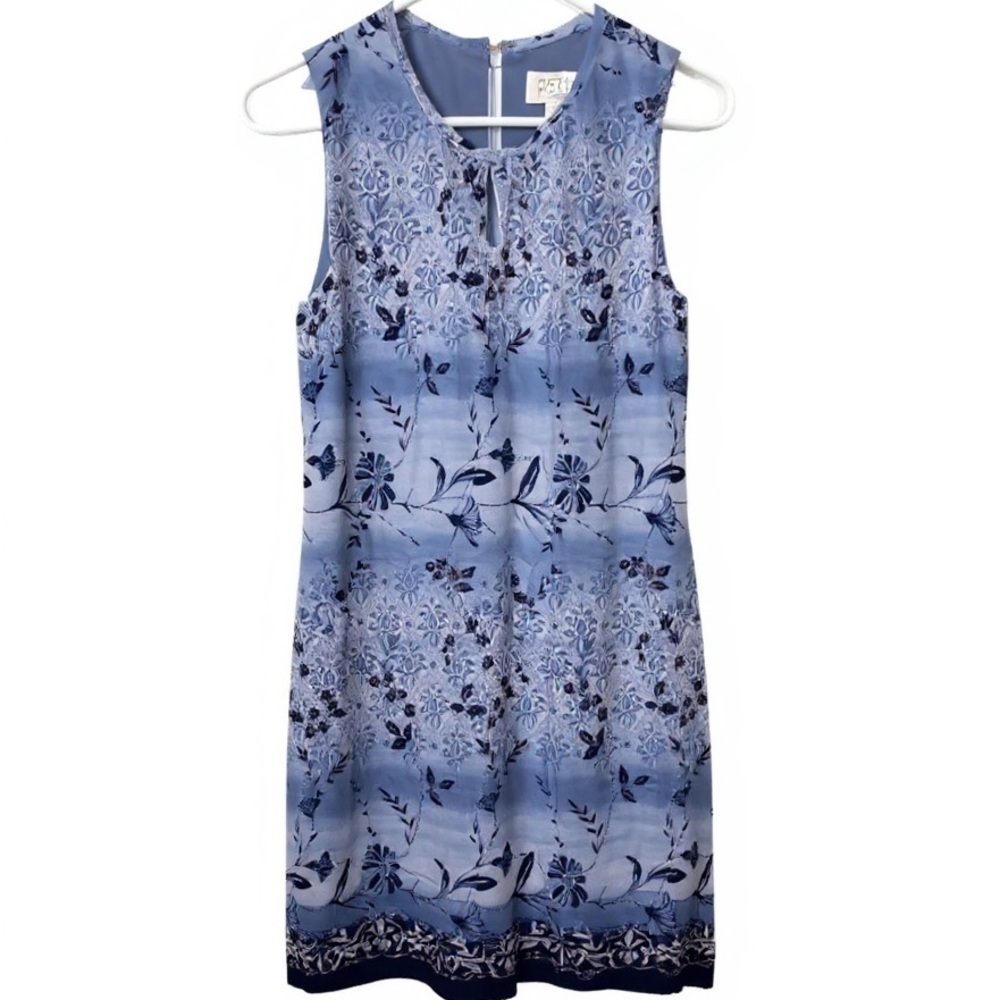 Vintage Petite Sophiaticate blue pattern Y2K Silk Mini Dress size 6 #1388
